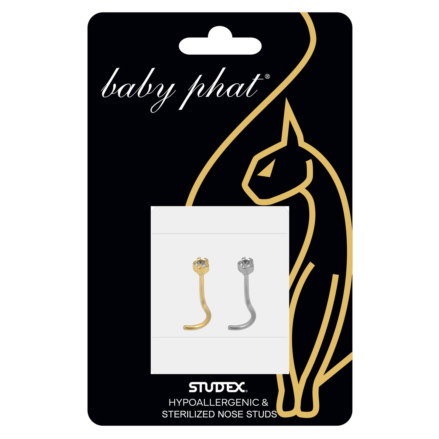 Baby Phat 2-Pack Nose Stud Jewelry - Stainless Steel/Gold Plated