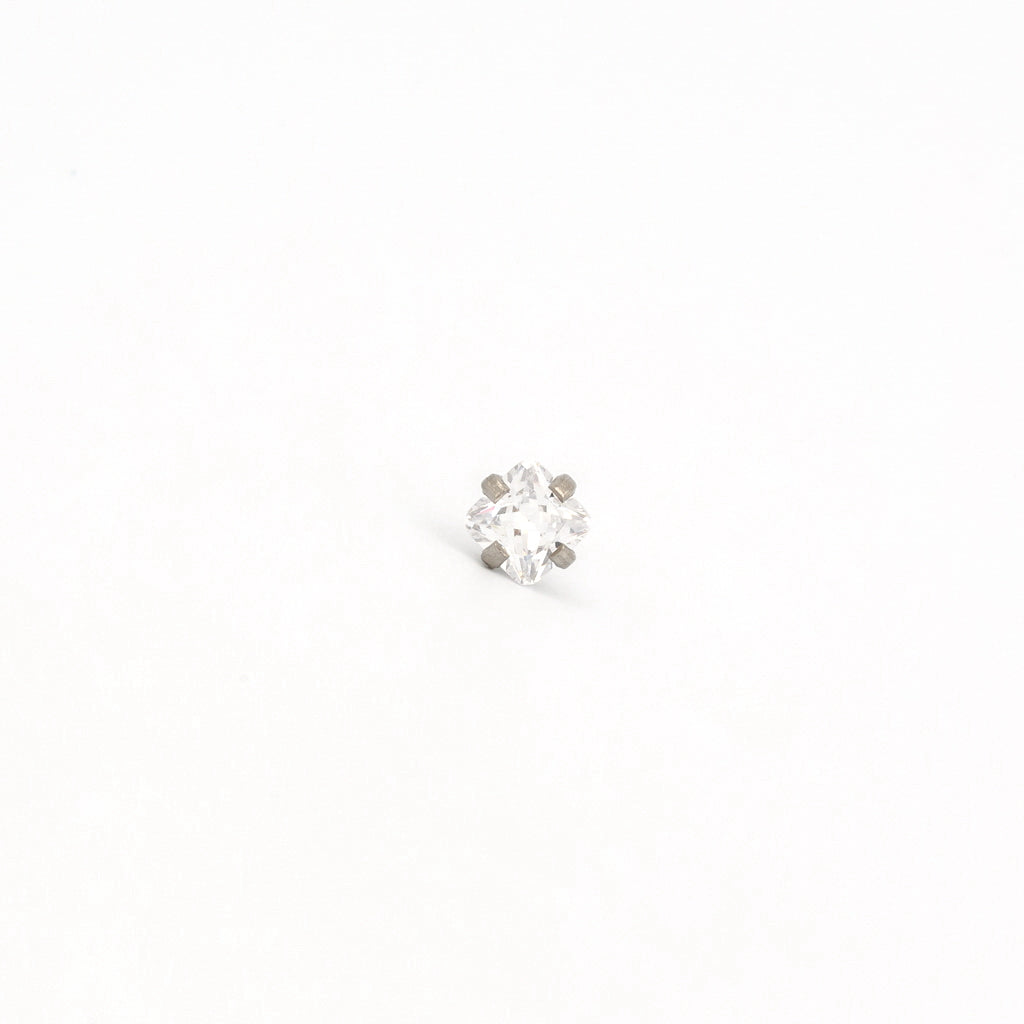 Sensitive Sterilized Prong-Set Princess-Cut Cubic Zirconia Fashion Studs - 4x4mm - Stainless Steel