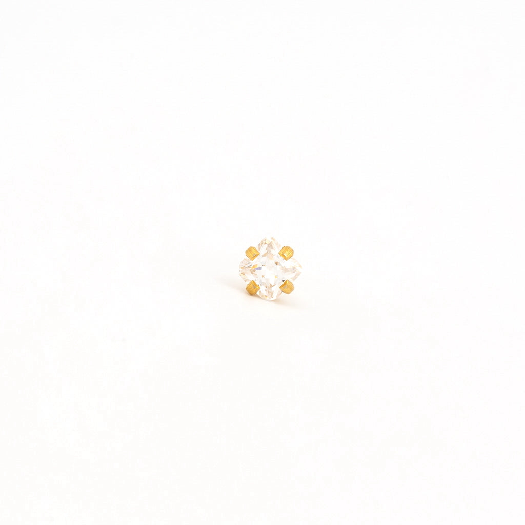 Sensitive Sterilized Prong-Set Princess-Cut Cubic Zirconia Fashion Studs - 4x4mm - Gold Plated