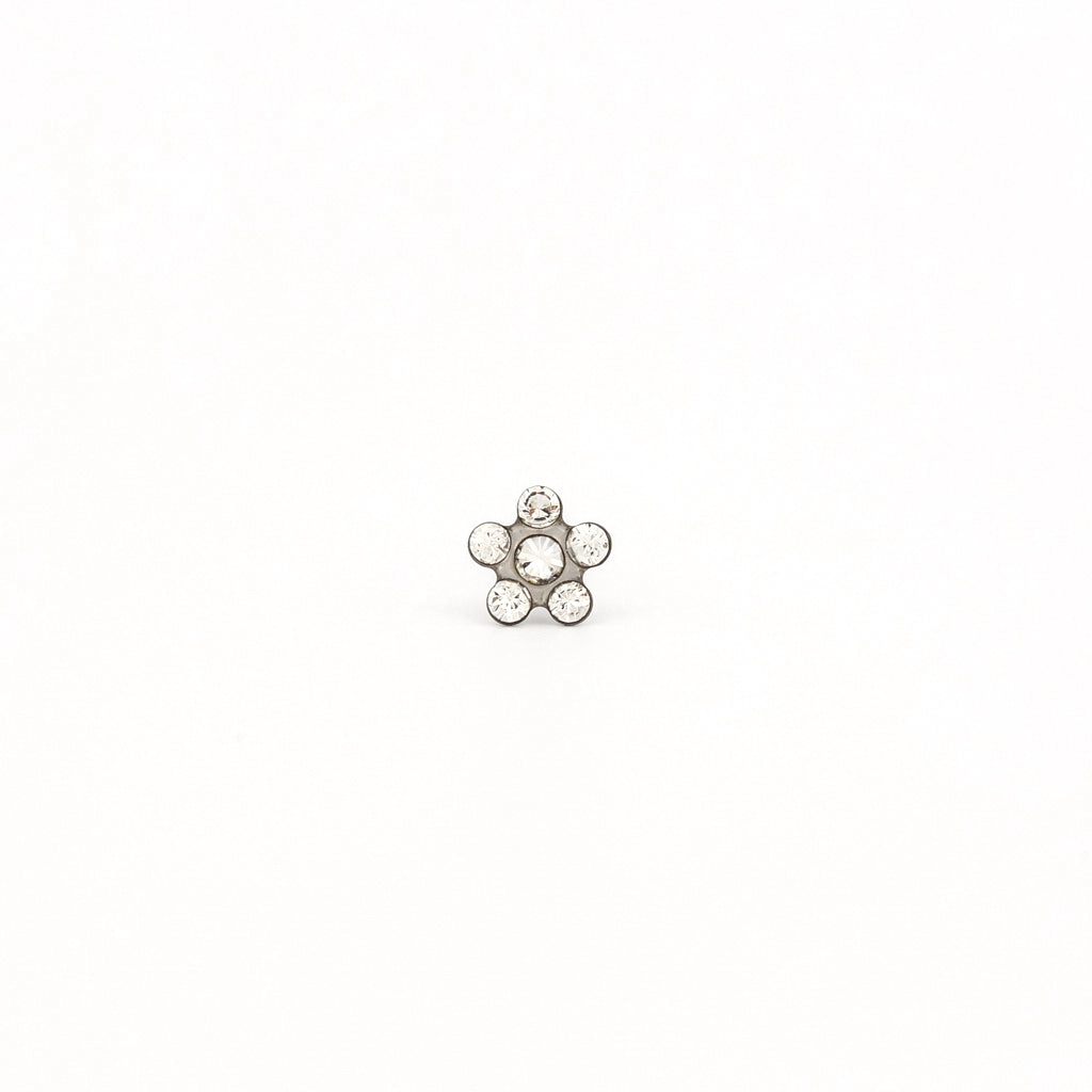 Sensitive Sterilized Daisy Cubic Zirconia Fashion Studs - April Crystal - Stainless Steel