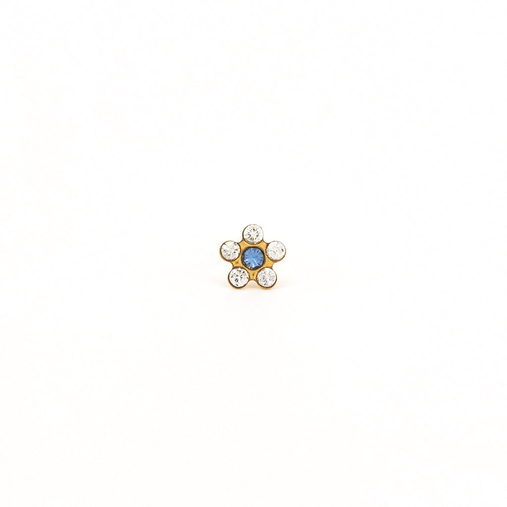 Sensitive Sterilized Daisy Cubic Zirconia Fashion Studs - April Crystal/September Sapphire - Stainless Steel