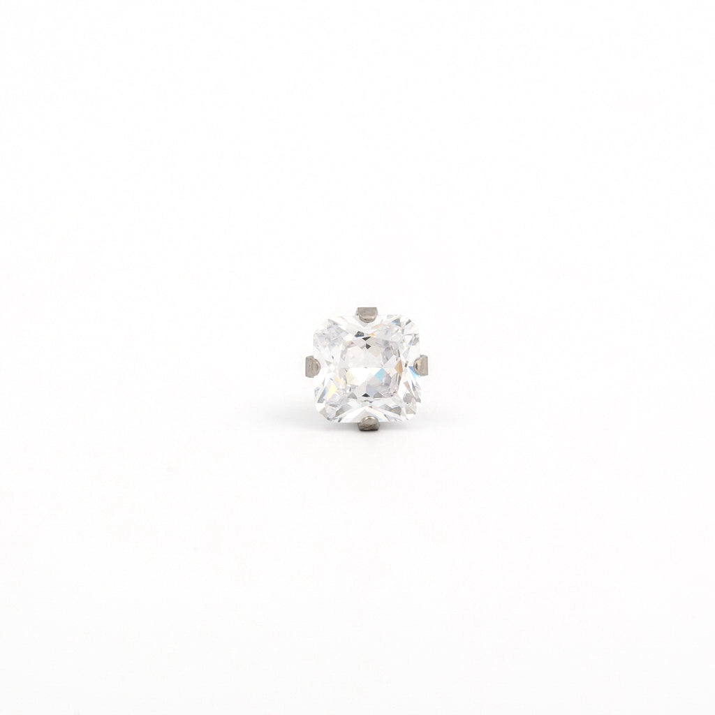 Sensitive Sterilized Prong-Set Princess-Cut Cubic Zirconia Fashion Studs - 6x6mm - Stainless Steel