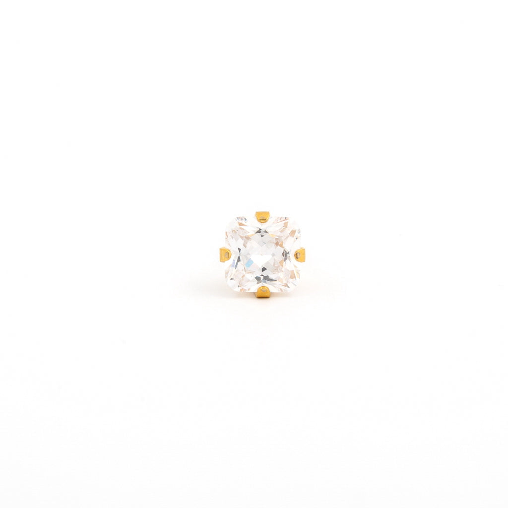 Sensitive Sterilized Prong-Set Princess-Cut Cubic Zirconia Fashion Studs - 6x6mm - Gold Plated