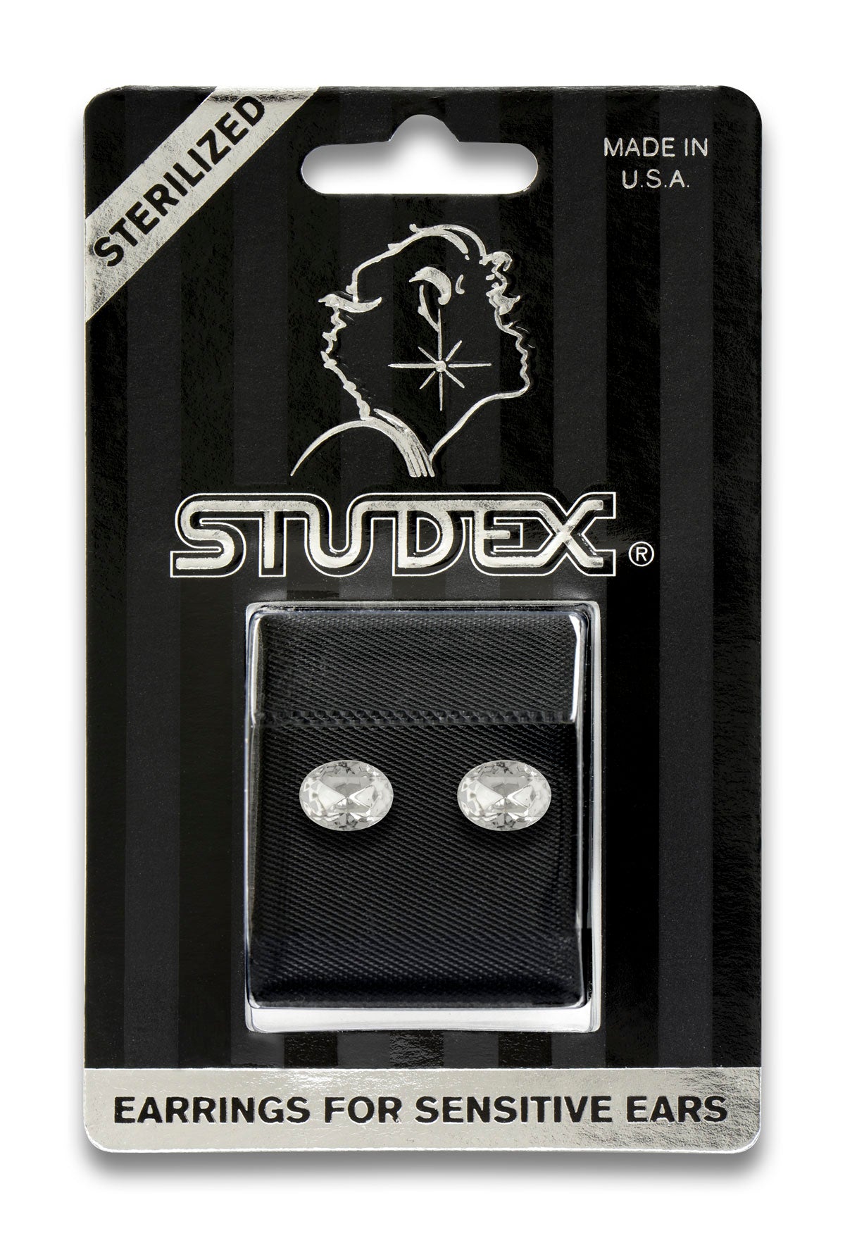 Sensitive Sterilized Oval Cubic Zirconia Fashion Studs - 8x6mm - Stainless Steel