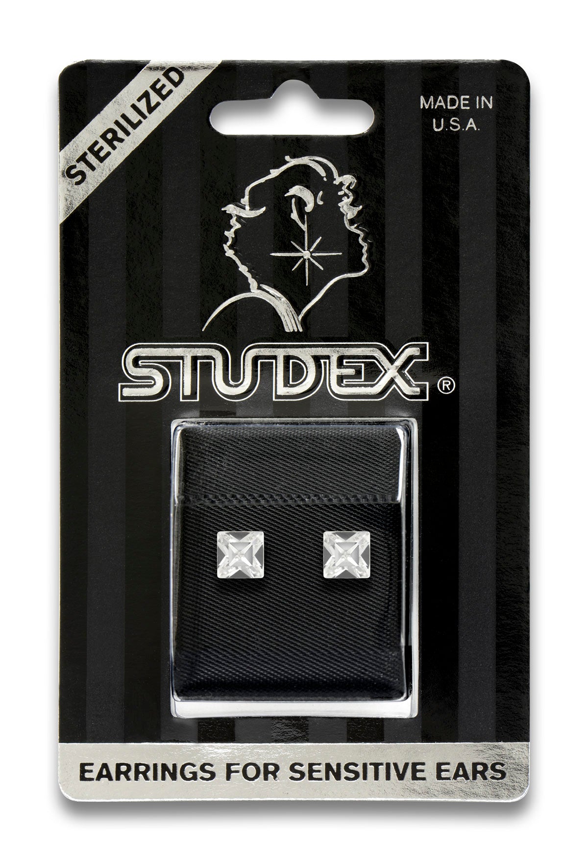 Sensitive Sterilized Square Cubic Zirconia Fashion Studs - 6 x 6 mm - Stainless Steel