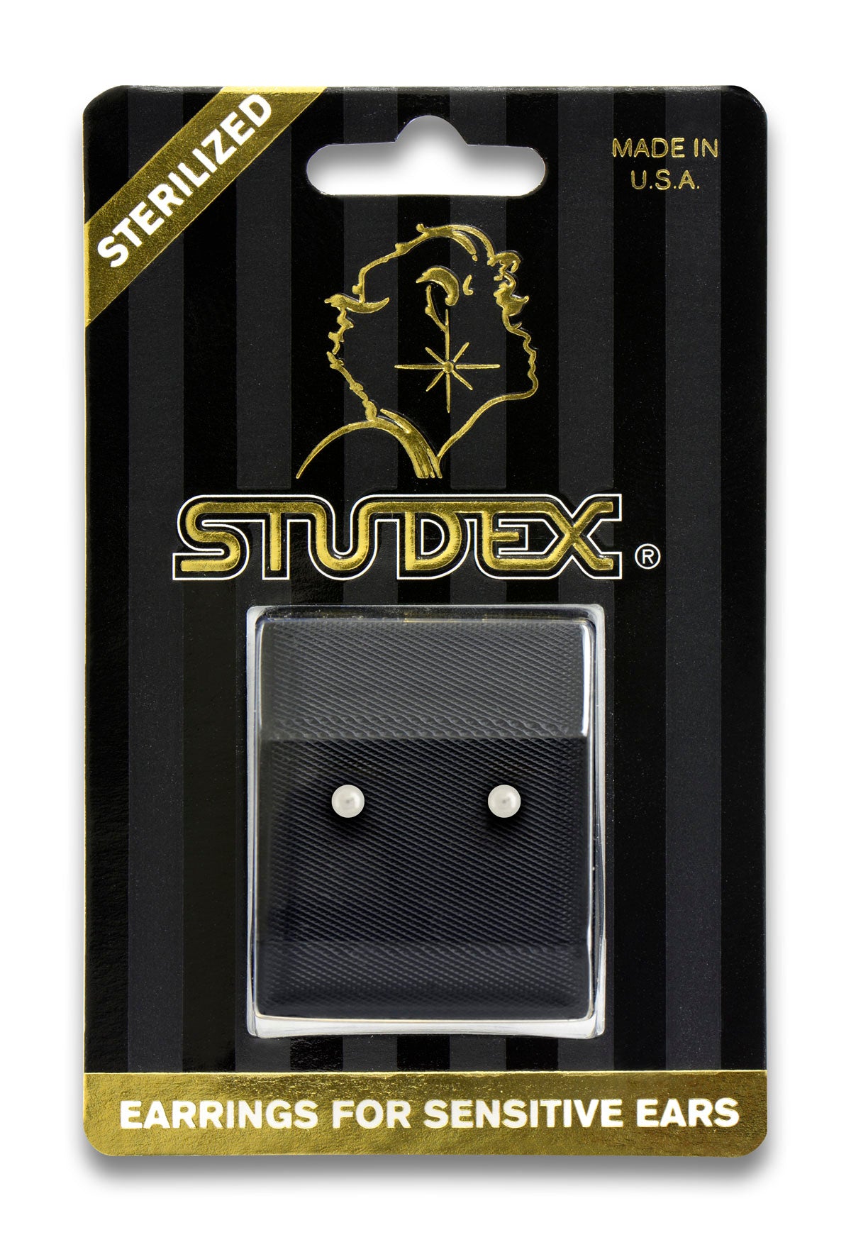 Sensitive Sterilized Prong-Set Pearl Fashion Studs - 3mm - Gold Plated