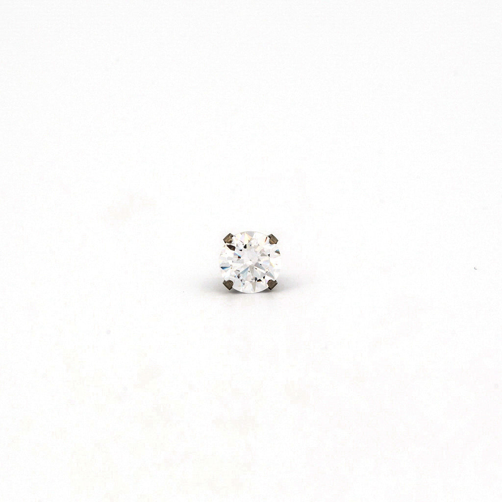 Sensitive Sterilized Prong-Set Cubic Zirconia Fashion Studs - Clear cz - 5mm - Stainless Steel