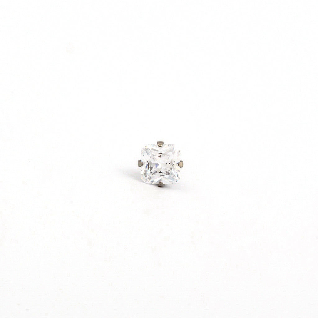 Sensitive Sterilized Prong-Set Princess-Cut Cubic Zirconia Fashion Studs - 5x5mm - Stainless Steel
