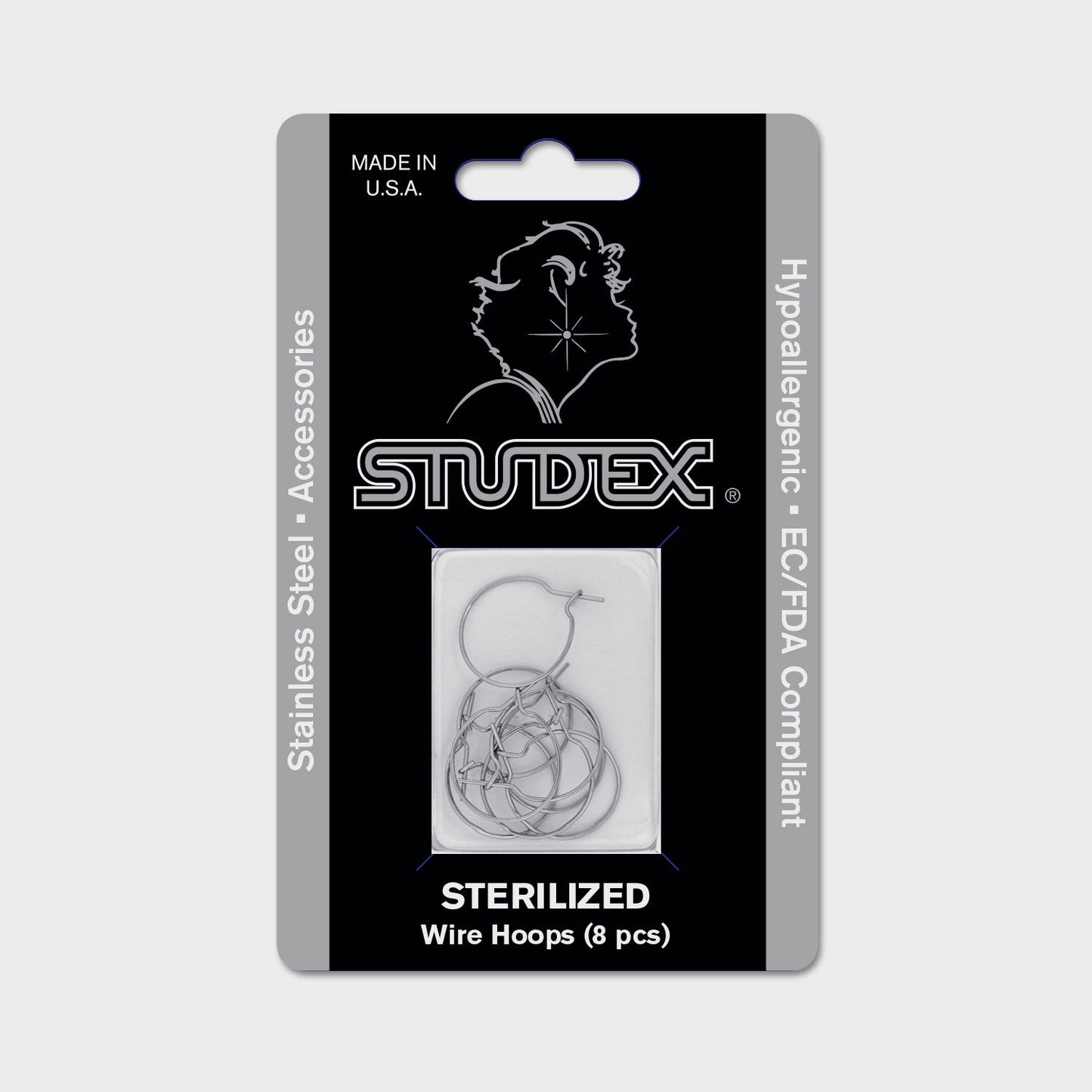 Sensitive Sterilized 1/2" Wire Hoops - 8 pcs