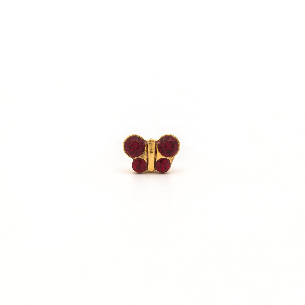Sensitive Puff Pad Fashion - Butterfly - Siam Crystal - Gold Plated