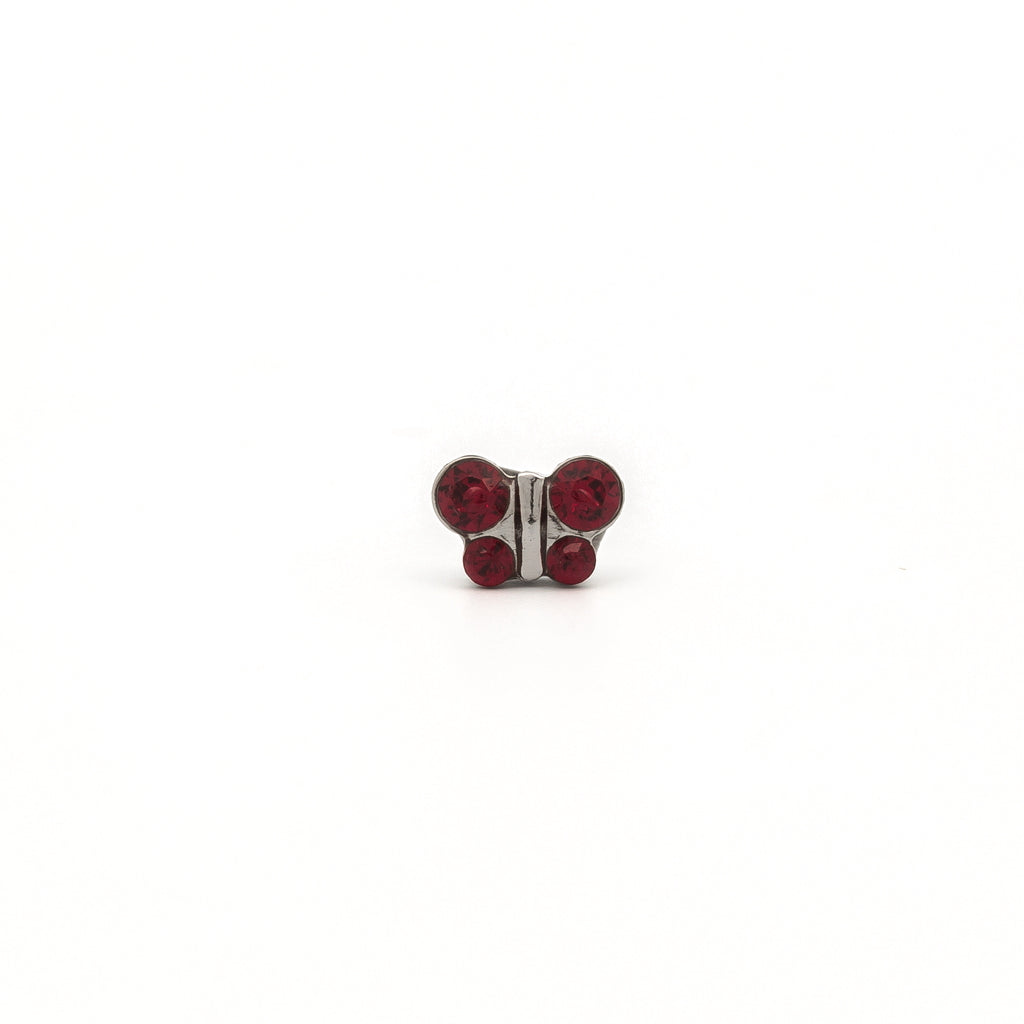 Sensitive Puff Pad Fashion - Butterfly - Siam Crystal - Stainless Steel