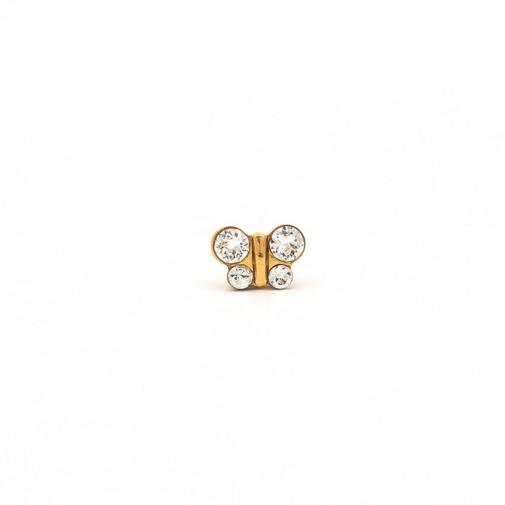 Sensitive Puff Pad Fashion - Butterfly - April Crystal - Gold Plated
