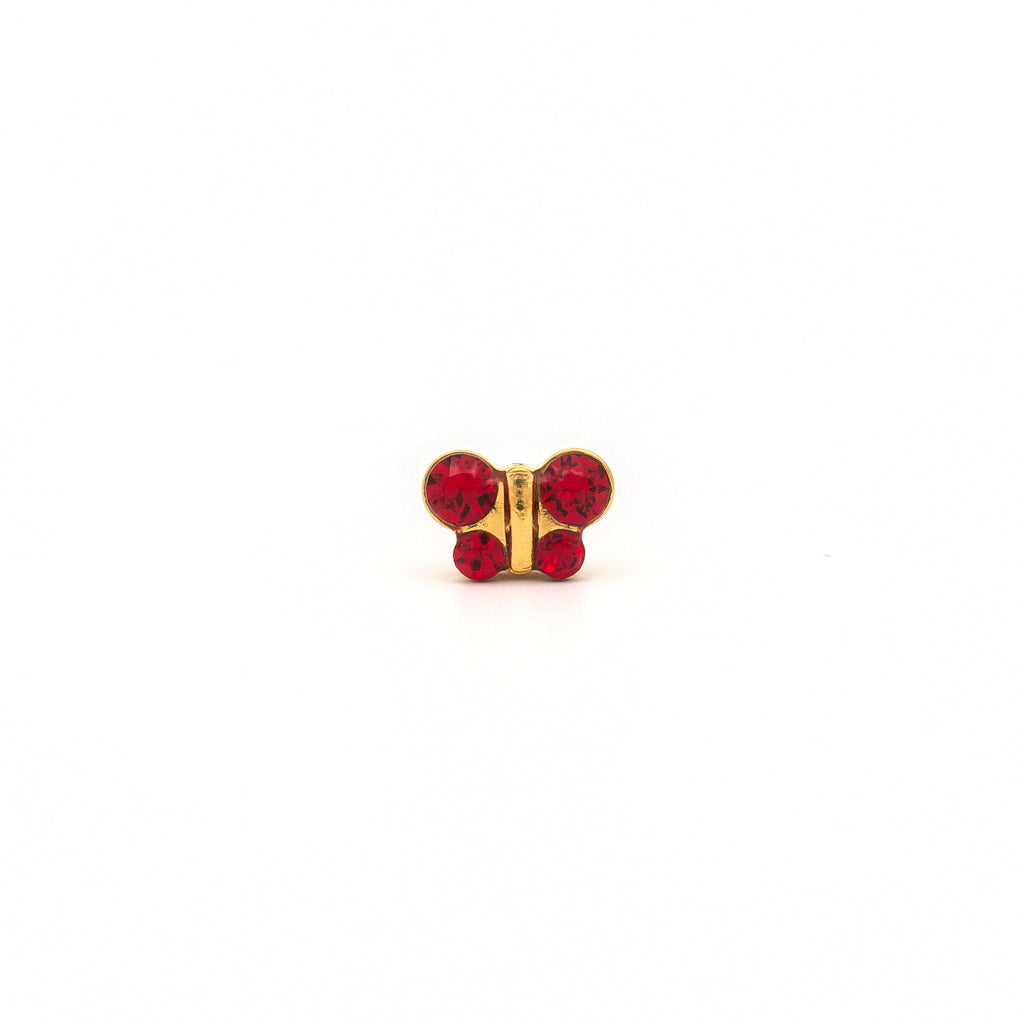 Sensitive Puff Pad Fashion - Butterfly - Light Siam Crystal - Gold Plated
