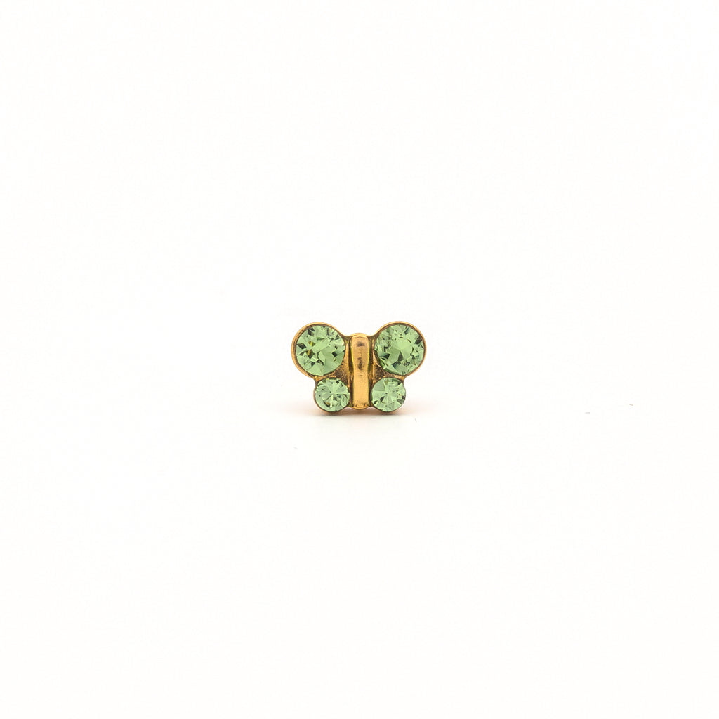 Sensitive Puff Pad Fashion - Butterfly - August Peridot Crystal - Gold Plated