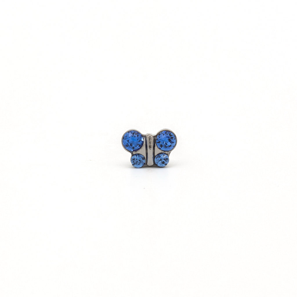Sensitive Puff Pad Fashion - Butterfly - September Sapphire Crystal - Stainless Steel