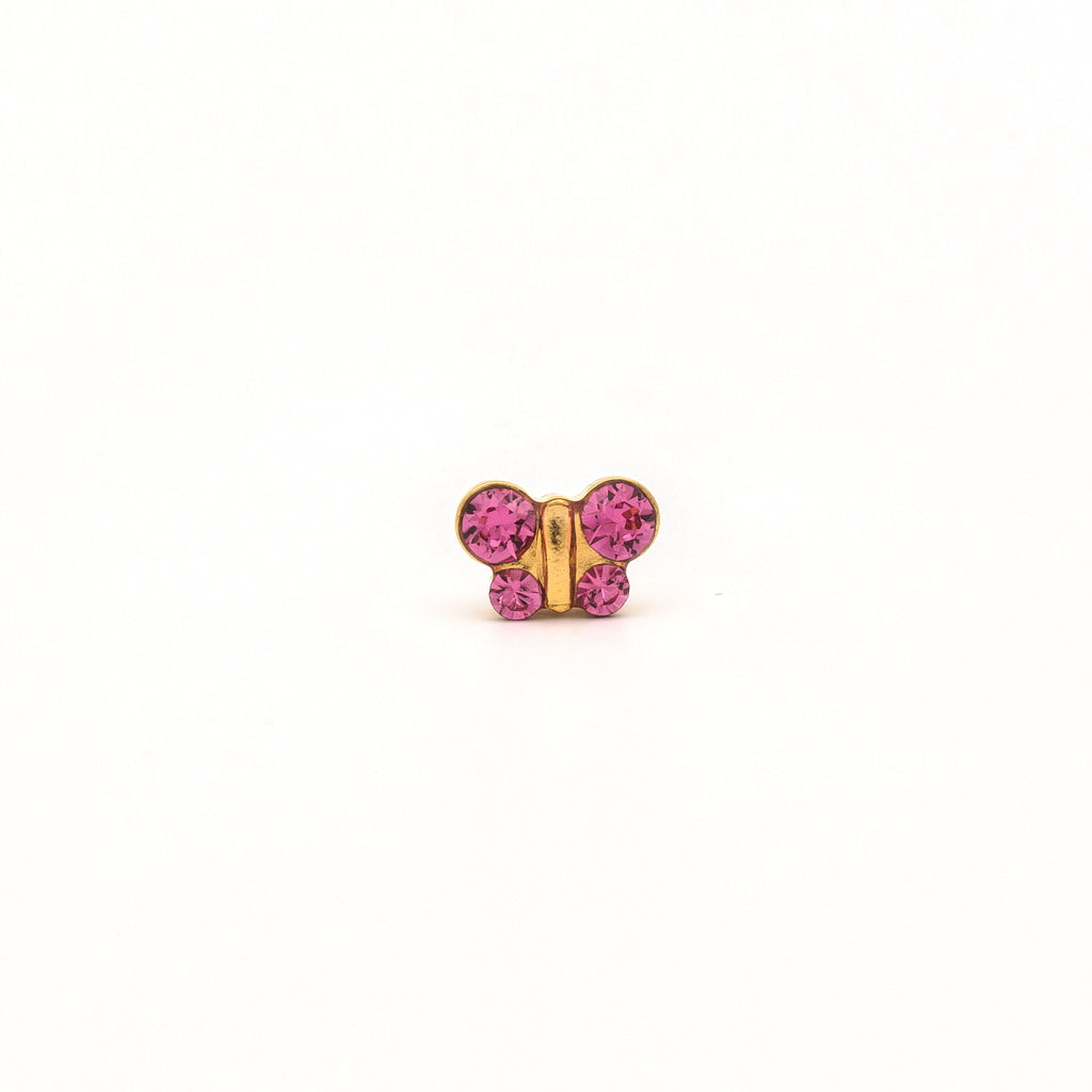 Sensitive Puff Pad Fashion - Butterfly - October Rose Crystal - Gold Plated