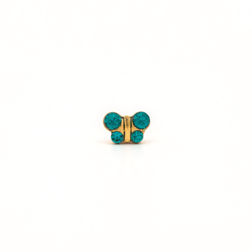 Sensitive Puff Pad Fashion - Butterfly - December Blue Zircon - Gold Plated