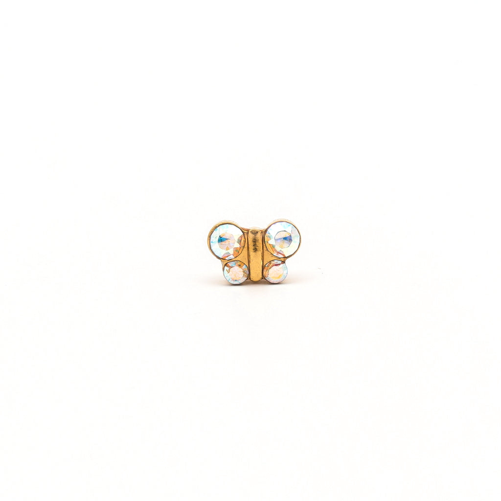 Sensitive Puff Pad Fashion - Butterfly - AB Crystal - Gold Plated