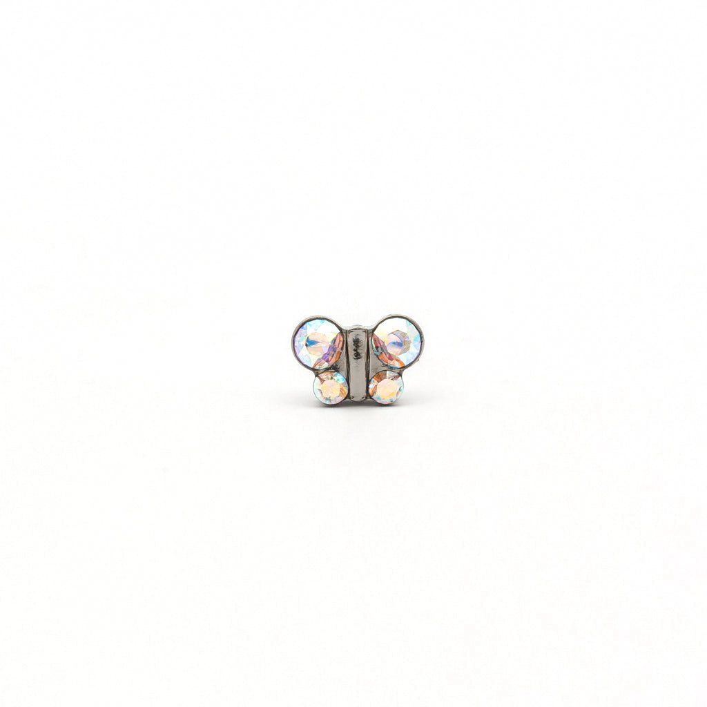 Sensitive Puff Pad Fashion - Butterfly - AB Crystal - Stainless Steel