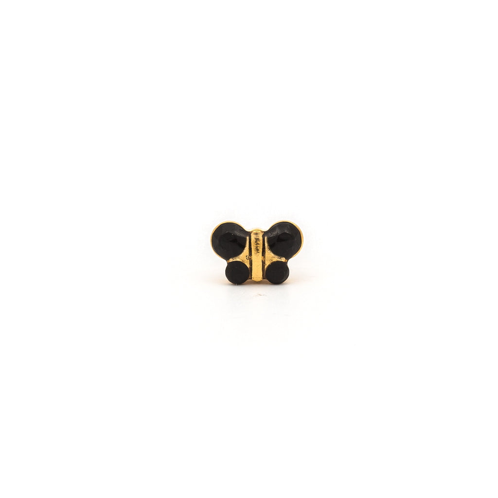 Sensitive Puff Pad Fashion - Butterfly - Jet Crystal - Gold Plated