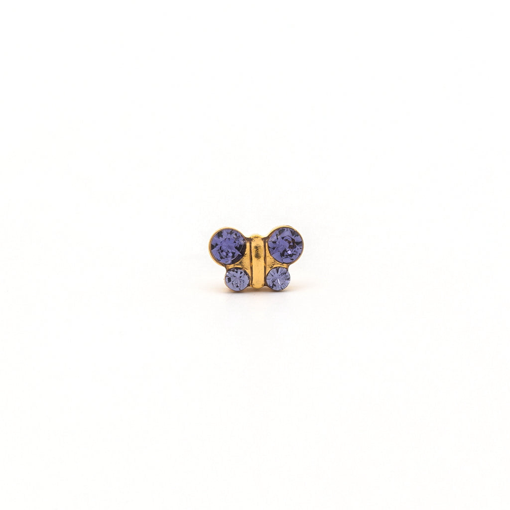 Sensitive Puff Pad Fashion - Butterfly - Tanzanite Crystal - Gold Plated