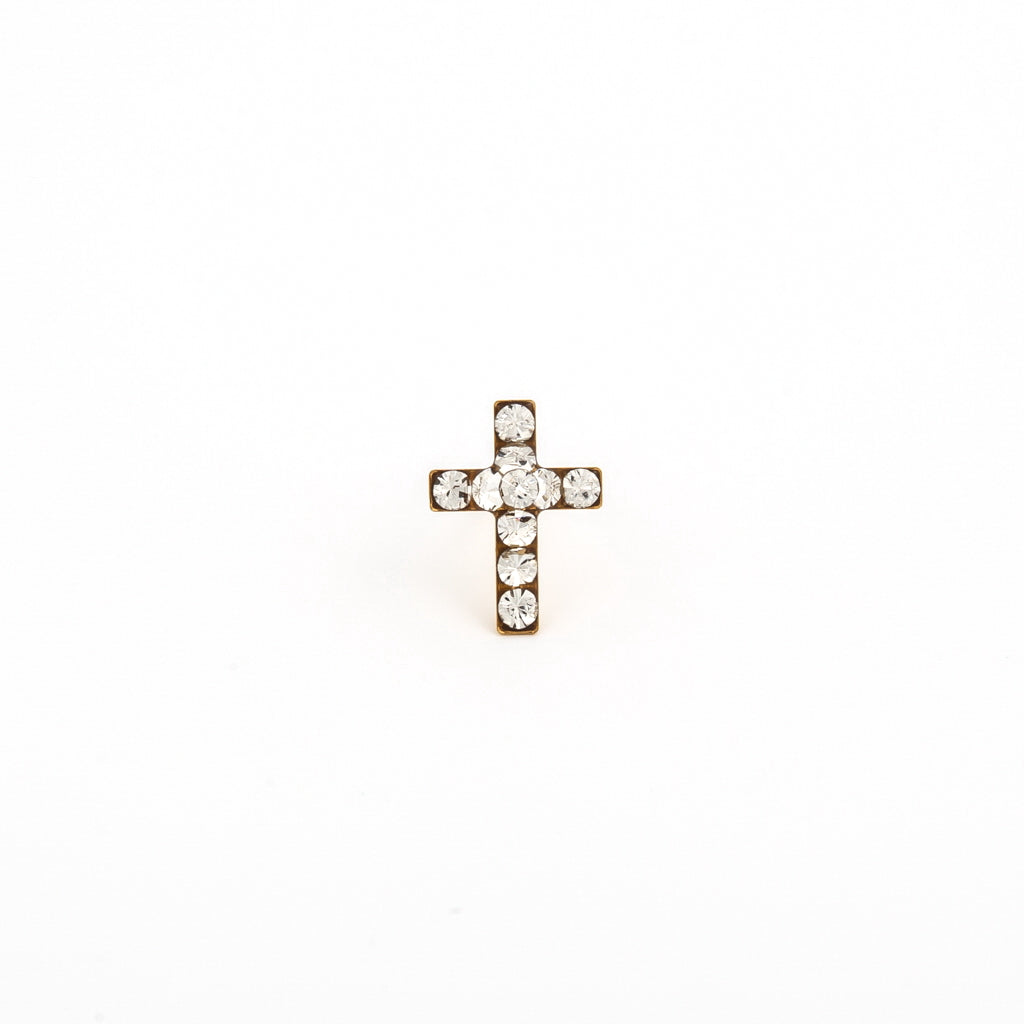 Sensitive Puff Pad Fashion - Cross - April Crystal - Gold Plated