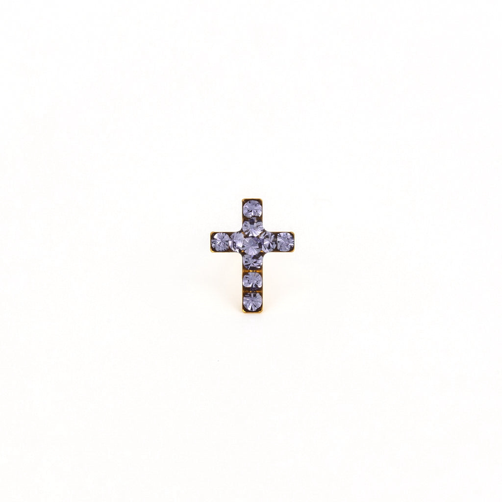 Sensitive Puff Pad Fashion - Cross - Tanzanite Crystal - Gold Plated