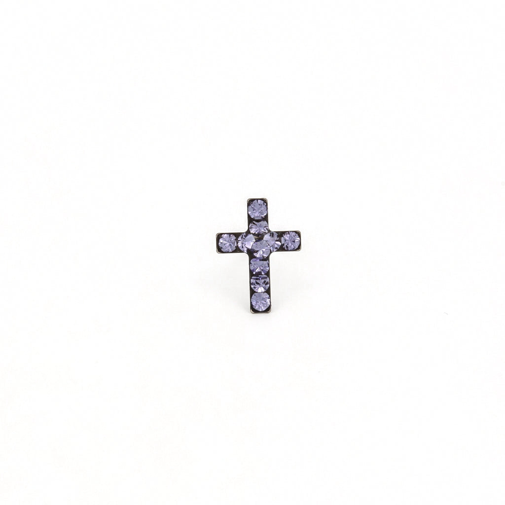 Sensitive Puff Pad Fashion - Cross - Tanzanite Crystal - Stainless Steel