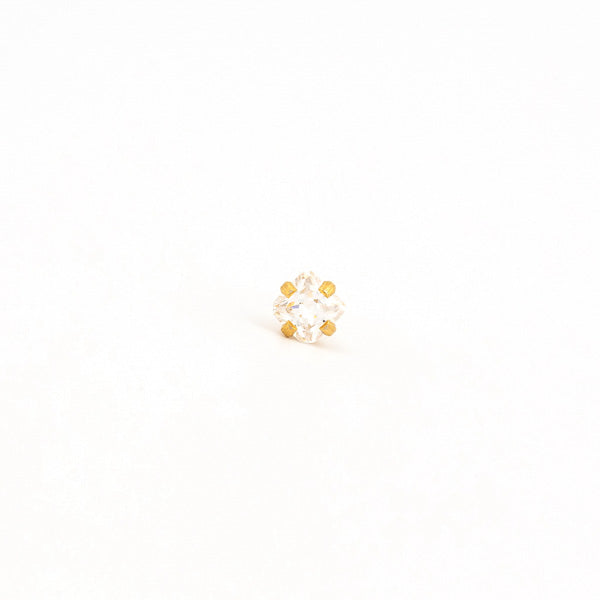 Sensitive Puff Pad Fashion - 4X4mm - Princess Cut Prong-Set Cubic Zirconia - Gold Plated