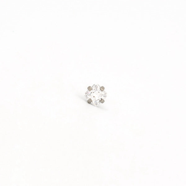 Sensitive Puff Pad Fashion - 4X4mm - Princess Cut Prong-Set Cubic Zirconia - Stainless Steel