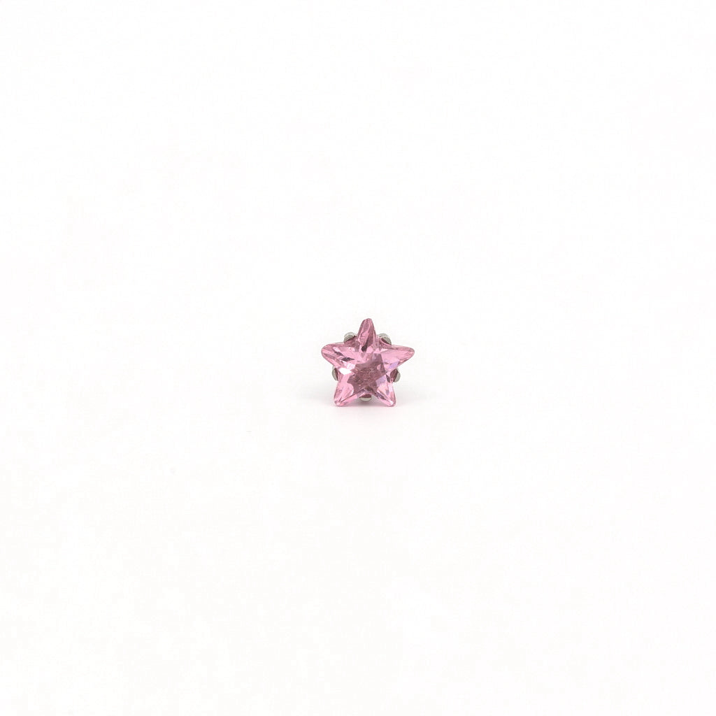 Sensitive Puff Pad Fashion - 5mm - Pink Star Prong-Set Cubic Zirconia - Stainless Steel