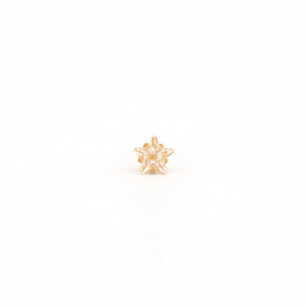 Sensitive Puff Pad Fashion - 5mm - Star Prong-Set Cubic Zirconia - Gold Plated