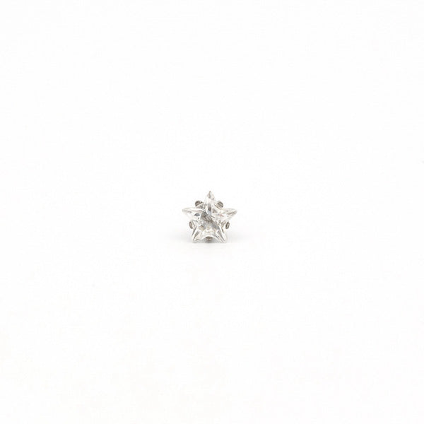 Sensitive Puff Pad Fashion - 5mm - Star Prong-Set Cubic Zirconia - Stainless Steel