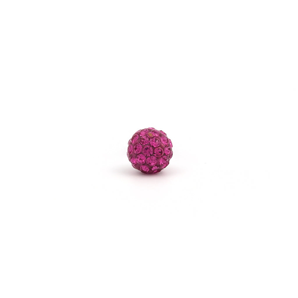 Sensitive Puff Pad Fashion - Fireball - 6mm - Fuchsia Crystal - Stainless Steel