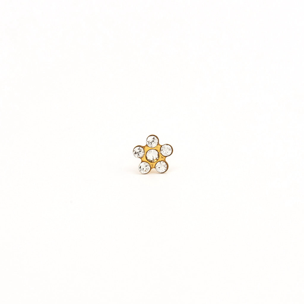 Sensitive Puff Pad Fashion - Daisy - April Crystal - Gold Plated