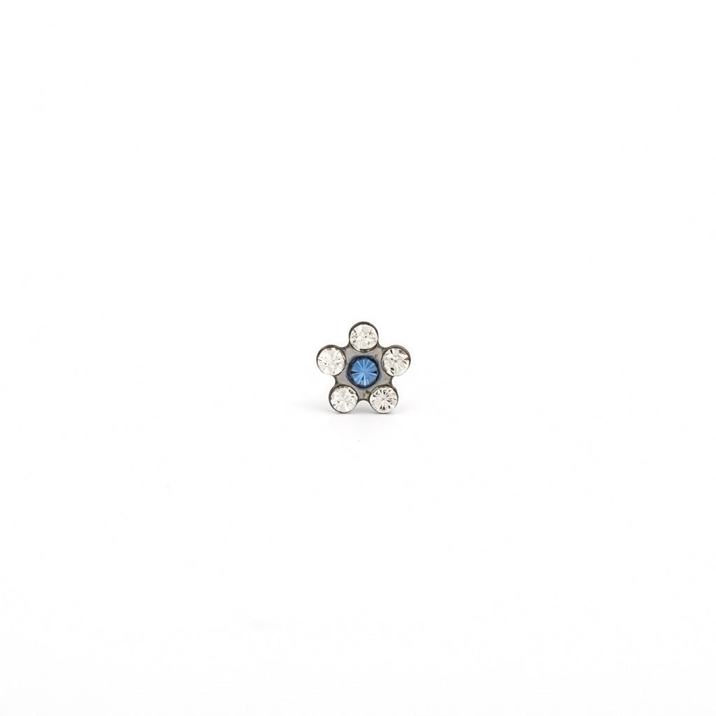 Sensitive Puff Pad Fashion - Daisy - April Crystal/September Sapphire - Stainless Steel