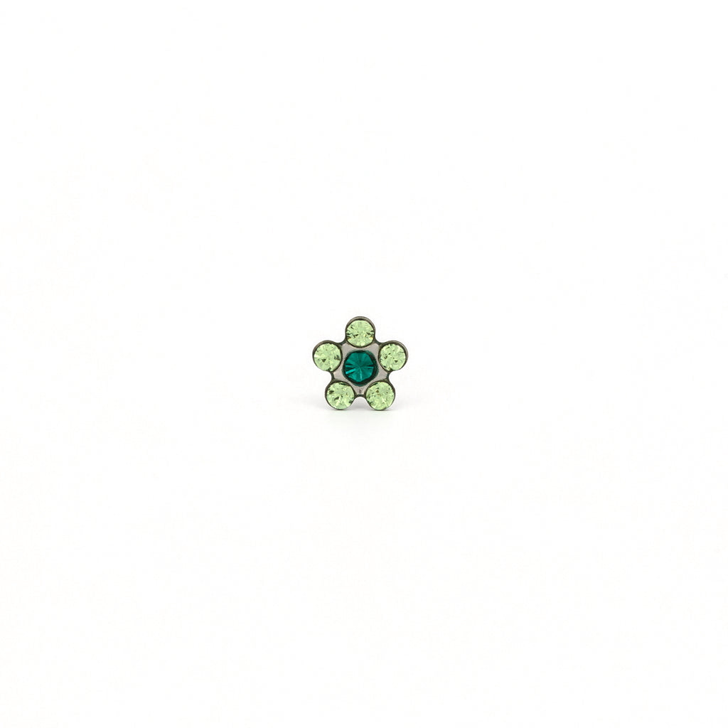 Sensitive Puff Pad Fashion - Daisy - August Peridot/May Emerlald - Stainless Steel