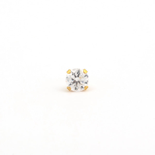 Sensitive Puff Pad Fashion - 6mm - Prong-Set Cubic Zirconia - Gold Plated