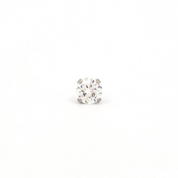 Sensitive Puff Pad Fashion - 6mm - Prong-Set Cubic Zirconia - Stainless Steel