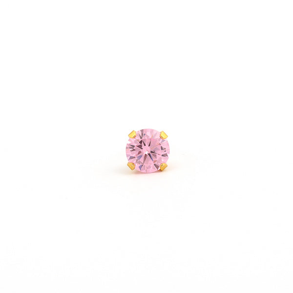 Sensitive Puff Pad Fashion - 6mm - Pink Prong-Set Cubic Zirconia - Gold Plated
