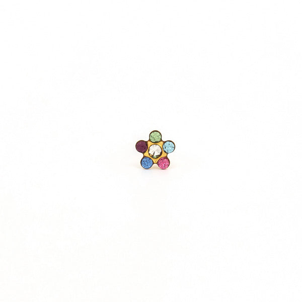 Sensitive Puff Pad Fashion - Daisy - Rainbow - Gold Plated