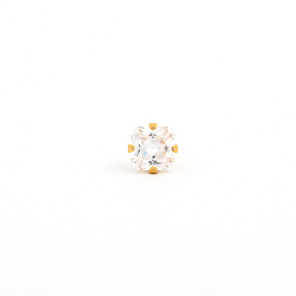 Sensitive Puff Pad Fashion - 6X6mm - Princess Cut Prong-Set Cubic Zirconia - Gold Plated