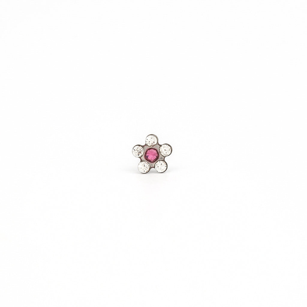 Sensitive Puff Pad Fashion - Daisy - April Crystal/October Rose - Stainless Steel