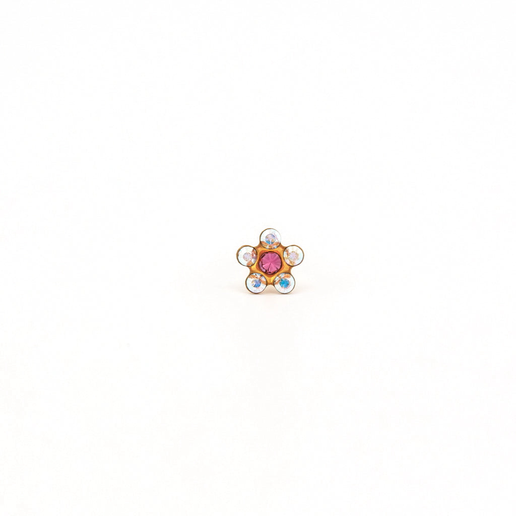 Sensitive Puff Pad Fashion - Daisy - Ab Crystal/October Rose - Gold Plated