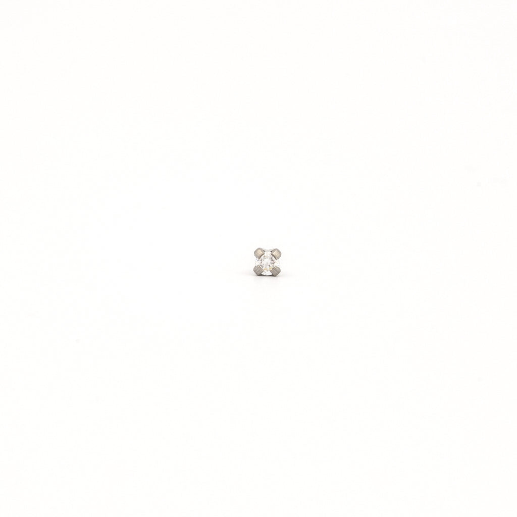 Sensitive Puff Pad Fashion - 2mm - Prong-Set Cubic Zirconia - Stainless Steel