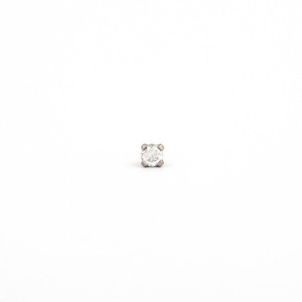 Sensitive Puff Pad Fashion - 3mm - Prong-Set Cubic Zirconia - Stainless Steel