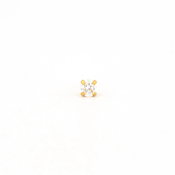 Sensitive Puff Pad Fashion - 4mm - Prong-Set Cubic Zirconia - Gold Plated