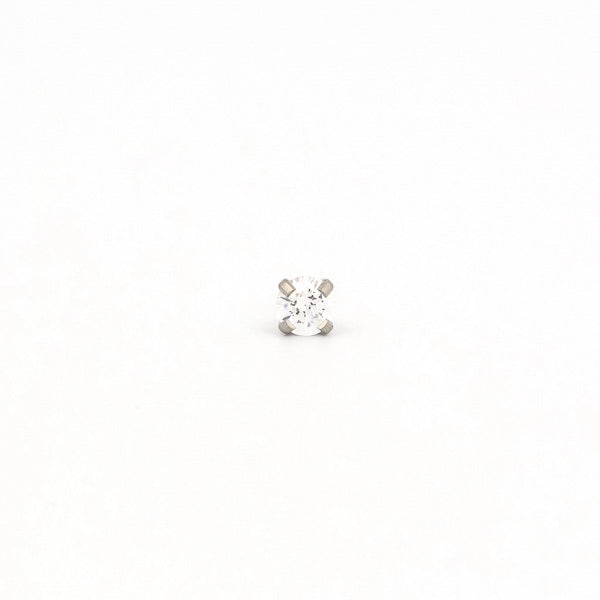 Sensitive Puff Pad Fashion - 4mm - Prong-Set Cubic Zirconia - Stainless Steel