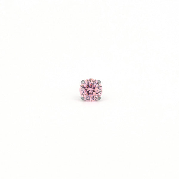 Sensitive Puff Pad Fashion - 5mm - Pink Prong-Set Cubic Zirconia - Stainless Steel