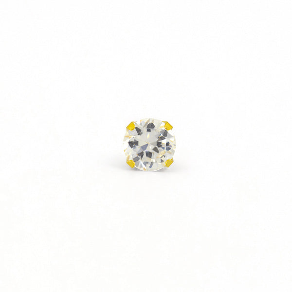 Sensitive Puff Pad Fashion - 7mm - Prong-Set Cubic Zirconia - Gold Plated